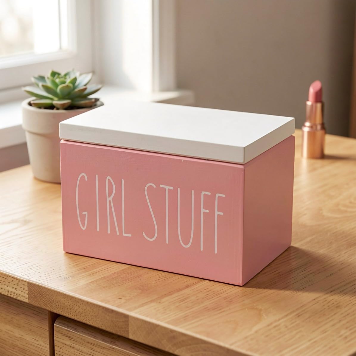 2 Stück Aufbewahrungsbox mit Deckel Holz für Damenbinden und