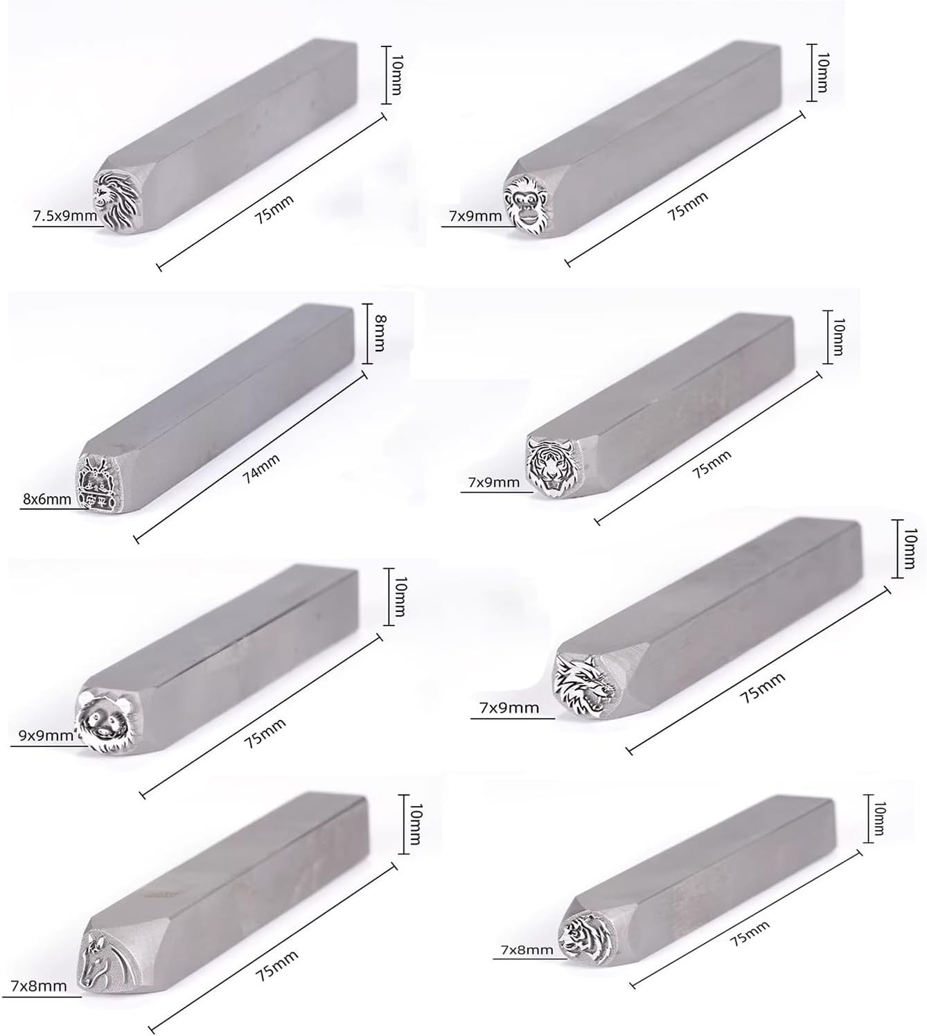 Professional Metal Stamping Kit Animal Pattern Steel Stamps for Crafting Metal, Leather, Wood & DIY Jewelry Making(8pcs)