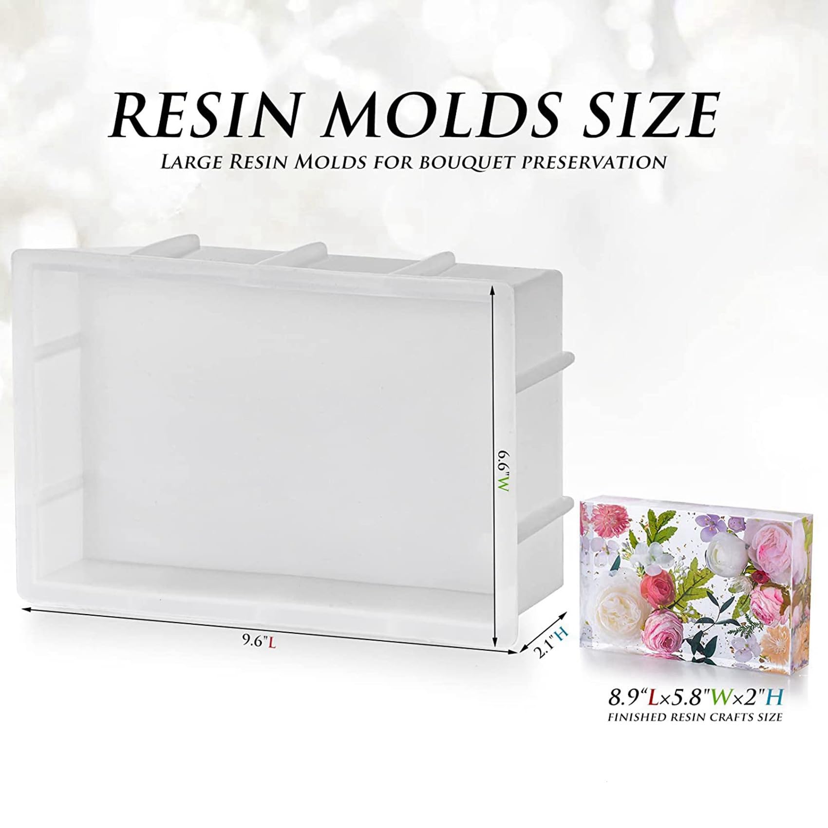 4X Moldes de Resina Grandes, Moldes de Silicona Rectangulares para FundicióN de Resina, Moldes de Resina Epoxi para la ConservacióN de Flores, ArtesaníAs de Resina