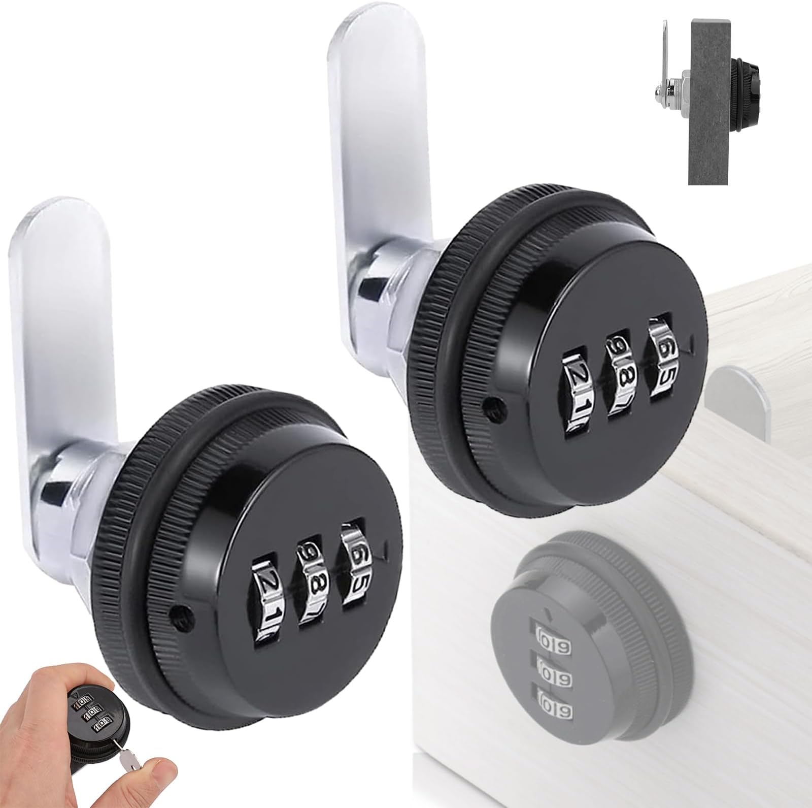 Serrure à Code 3 Chiffres YOUTU - Pour Armoire, Tiroir, Boîte Aux Lettres, Alliage Zinc, 0.5-10mm