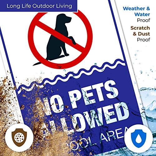 Cartel No Pets Allowed en área de piscina 12x18 pulgadas miniatura 3