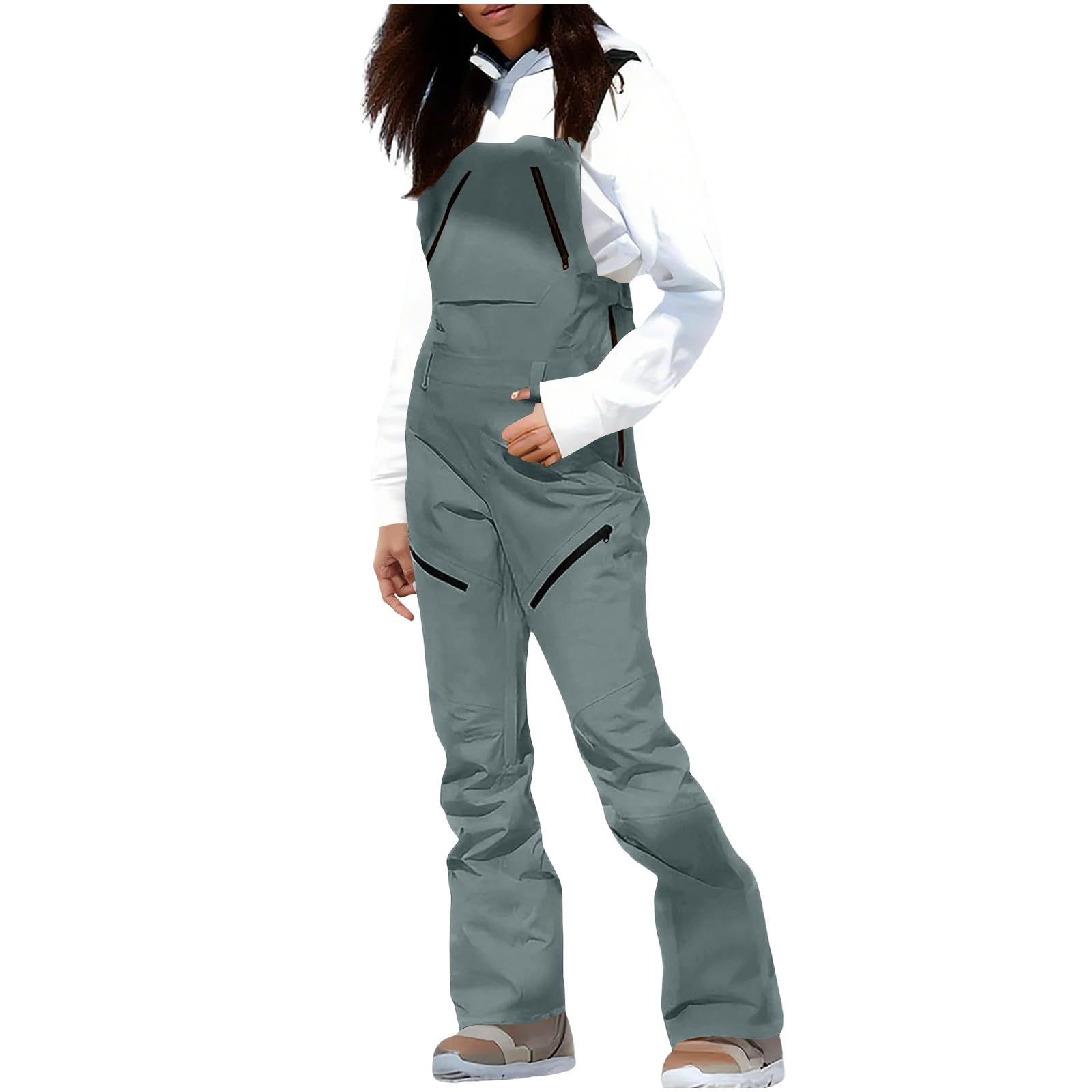 Damen-Ski-Latzhose, Baggy, Snowboardhose, Overall, wasserdicht, winddicht, ärmellos, Wärmedämmung, Ski, Snowborad, Overall, Winter, Einteiler, Straps-Latzhose