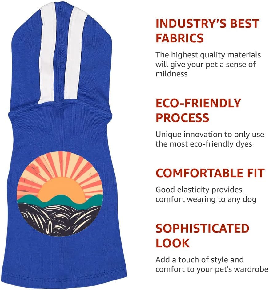 Vintage Sun Dog Shirt with Hoodie - Creative Dog Hoodie - Illustration Dog Clothing - Gray White, L