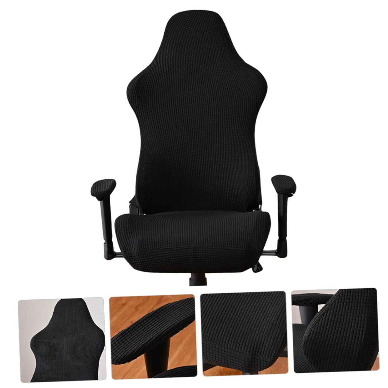 Housse de Chaise de Jeu Extensible en Polaire, Lot 1, Noir