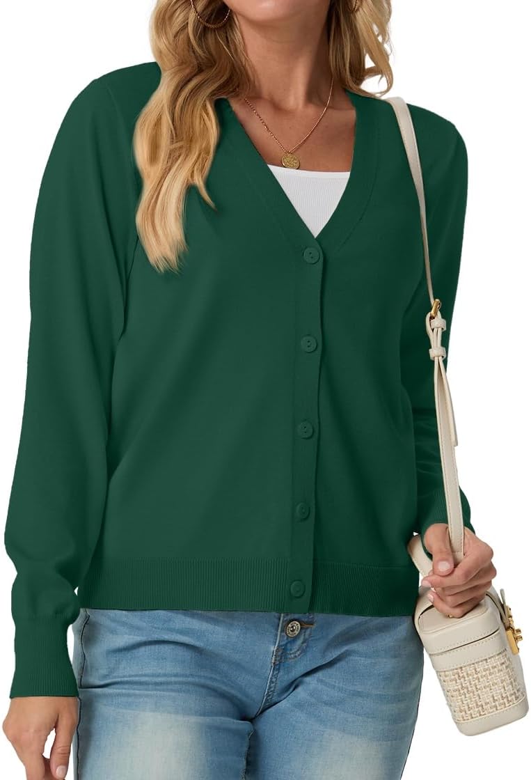 GRECERELLE Womens Lightweight Open Front Cardigan Long Sleeve V Neck Button Down Casual Knit Sweater - Image 4