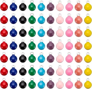 UNICRAFTALE about 80pcs 10 Colors Flat Round Enamel Charm Stainless Steel Pendant Enamelled Sequins Charm Metal Charms with Enamel for Jewelry Making 8.5mm