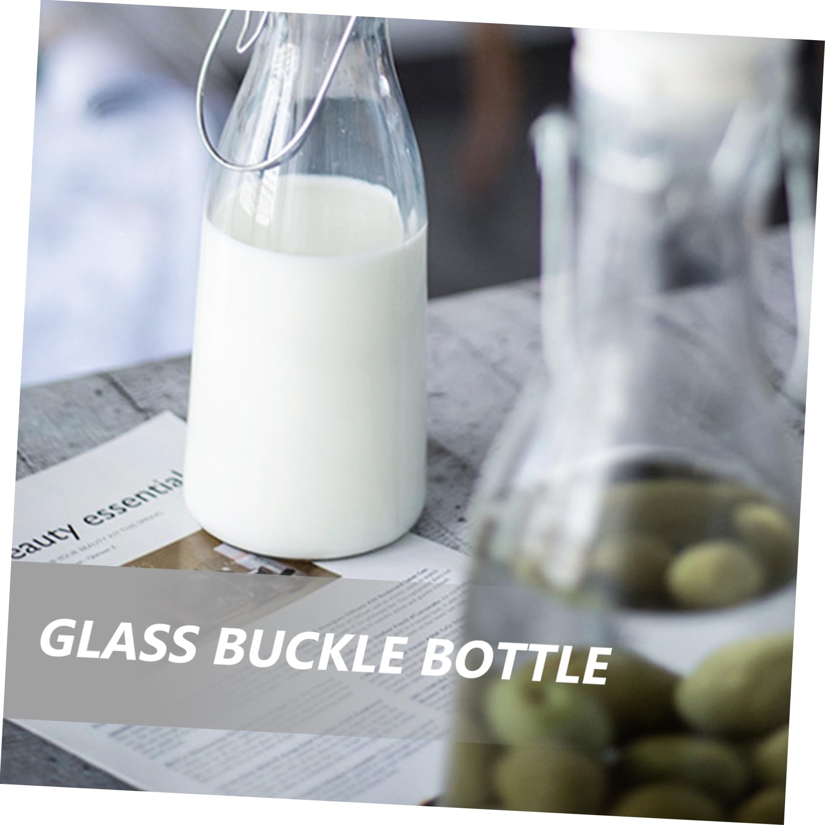 Gatuida Bottiglia Vetro per Dispenser Bevande con Tappo Chiusura Ermetica Contenitore Multiuso per Condimenti e Salse Vetro Spesso Anticracking Adatta per Uso Cucina e Frigorifero