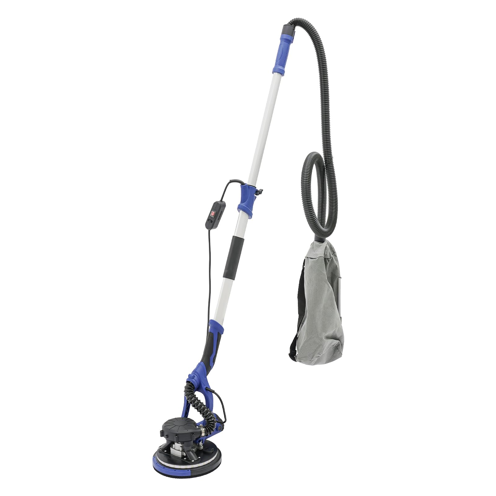 Drywall Sander, 1250W Electric Drywall Sander with Vacuum, LED Light, 800-1800RPM, Popcorn Ceiling Removal Tool, 6 Variable Speeds, Adjustable 90°, Extendable Handle, 6pcs Sanding Discs (Dark Blue)