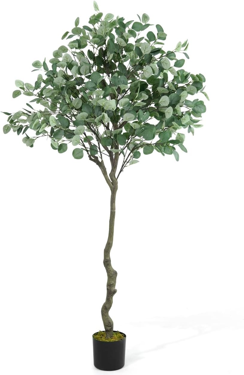 Fencer Wire 6 Feet, 72 Inch Artificial Eucalyptus Tree, Natural Large Faux Plants