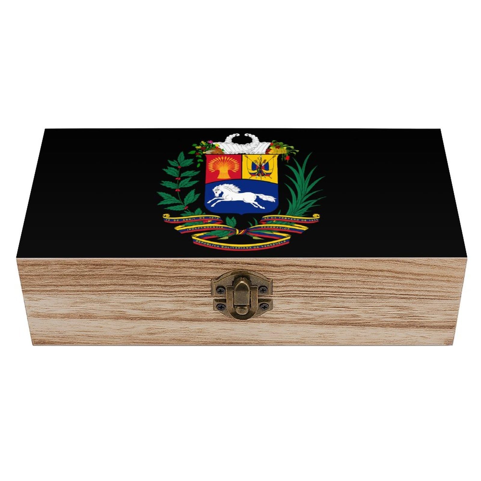 Cgsbngha Style Coat Of Arms Of Venezuela Wooden Storage Boxes With Lid Memory Box Decorative Organiser For Office And Home