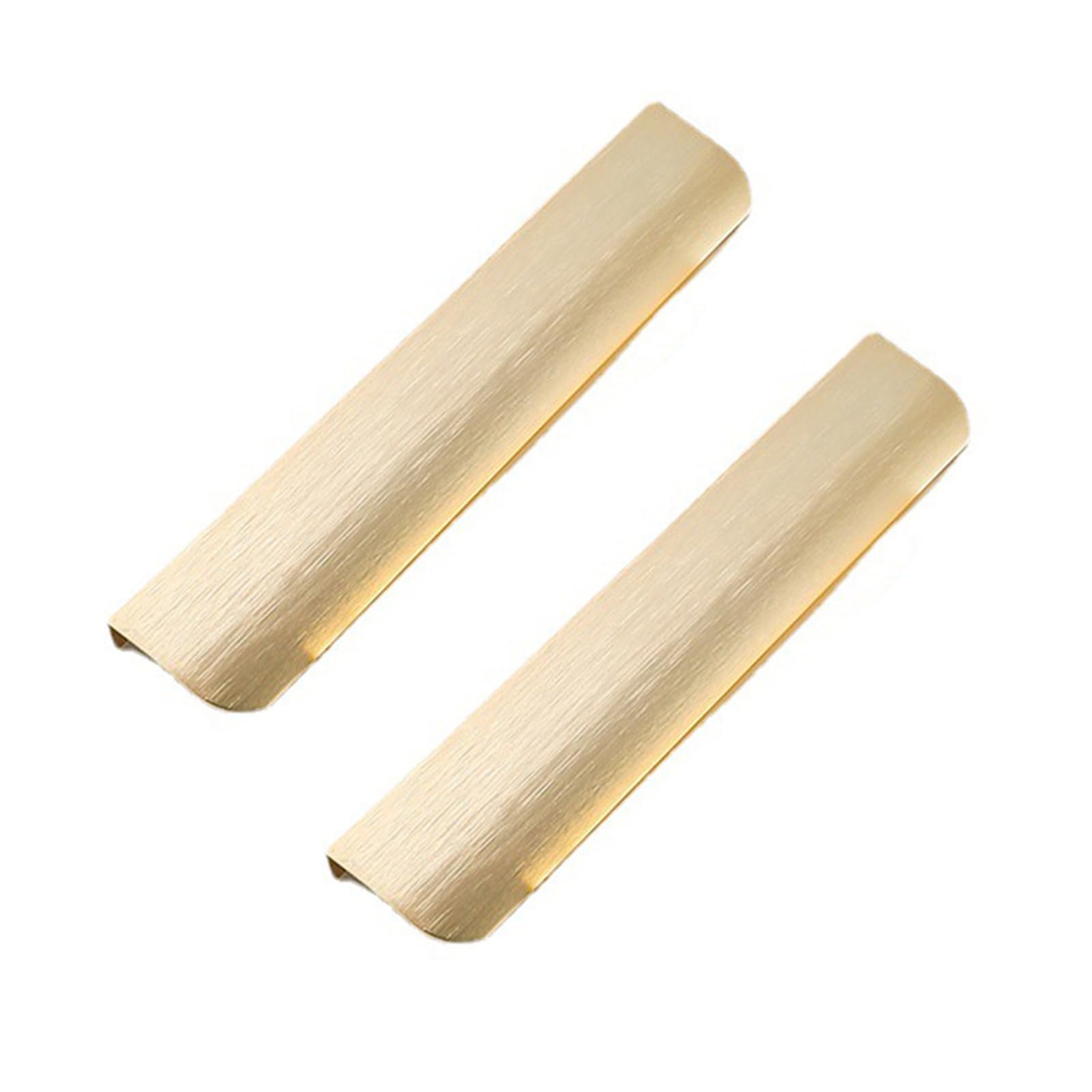 2 Packs Drawer Handles Rounded Corners Hidden Closet Handle Finger Edge Pull Brushed Gold Furniture Cabinet Kitchen Aluminum Alloy Knobs Door Levers for Cupboard Wardrobe (Total Length 200mm)