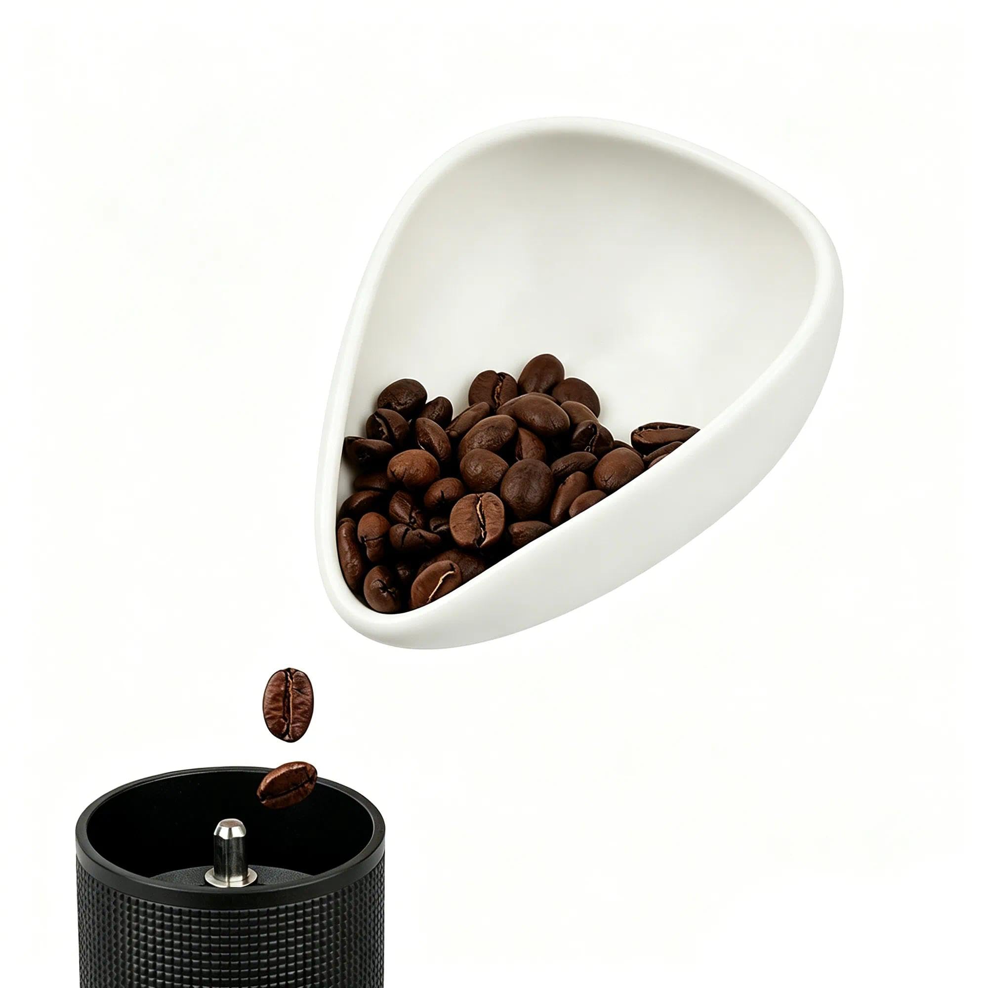 watchget Ceramic Coffee Dosing Cup &amp; Tea Storage Tray, Matte White