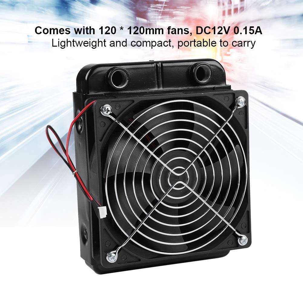 ASHATA Radiatore di Raffreddamento Acqua CPU, Radiatore in Alluminio G1 / 4 Scambiatore Calore Computer Scaldacollo 18 Tubi con Ventola per PC Sistema di Raffreddamento ad Acqua (120mm)