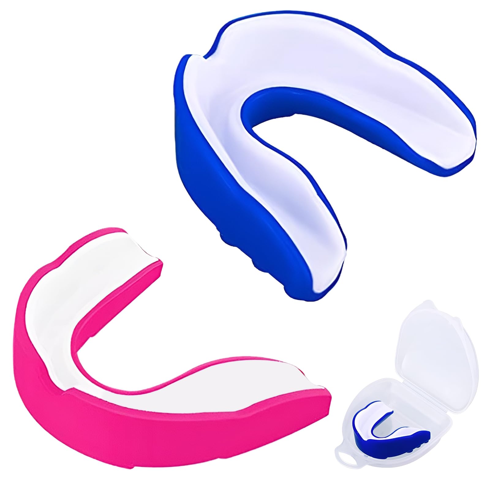 2 Pack Sports Mouth Guard for Kids and Youth - Mouth Protection Athletic Mouthguard with Case (BPA Free) for Boxing Football Hockey Karate Rugby for Boys Girls Sports Supplies (Black&Red)