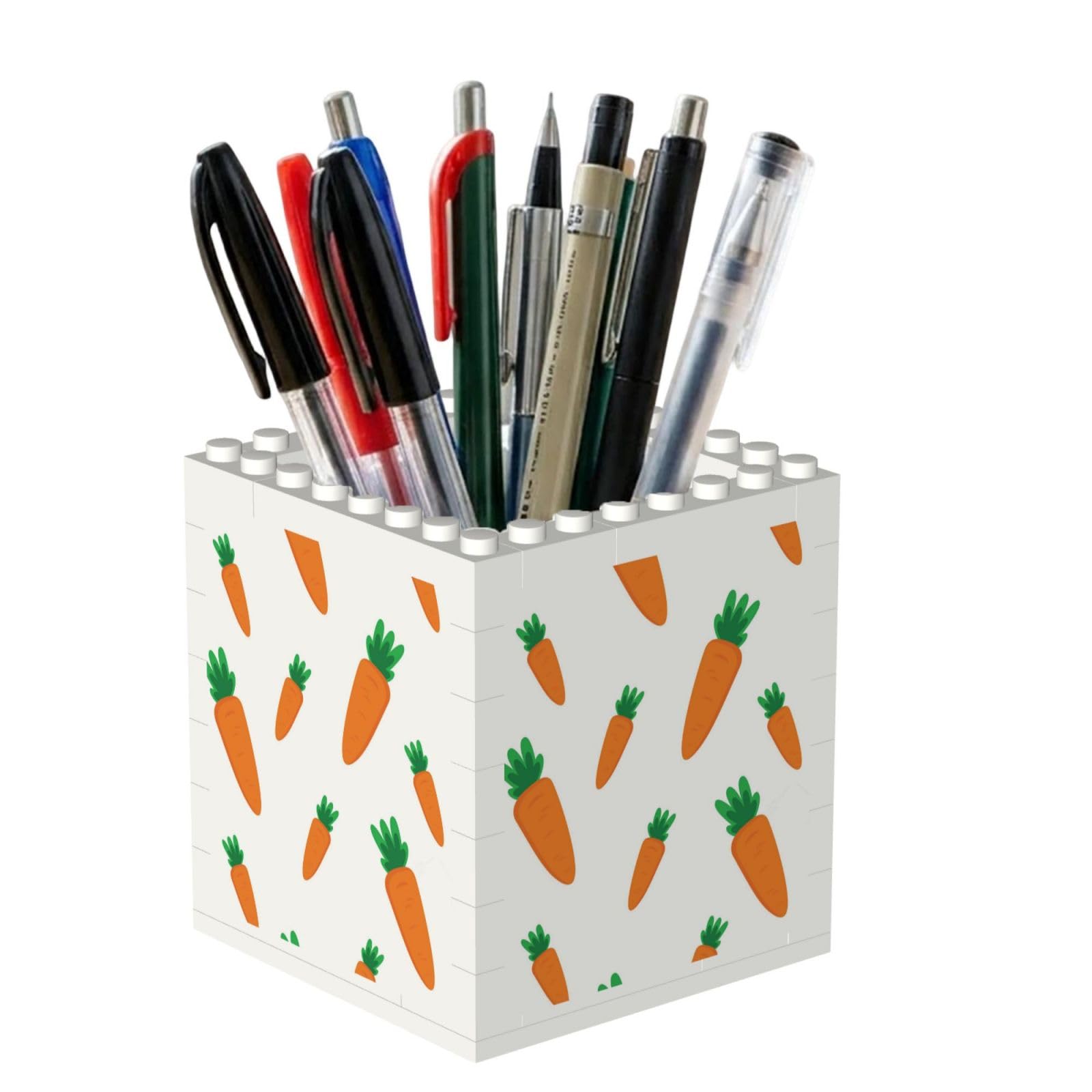Poadnly Watercolor Carrots Pattern, Pen Pot Pencil Holder for Office Home School, Compact Desk Organiser for Office Stationery