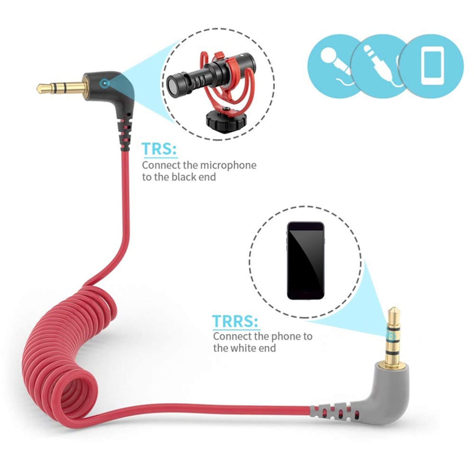 Raccord Micro Rode BOYA Câble Microphone TRS Vers TRRS 3,5mm - Compatible Rode, BOYA Et Smartphones Adaptateur Micro BOYA Rode SC7