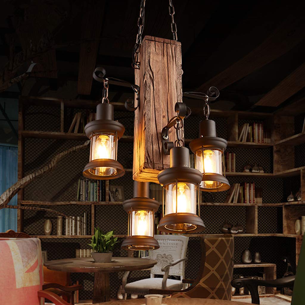 Lustre Pendentif Industriel Vintage En Bois Et Métal - Réglable - Neuf