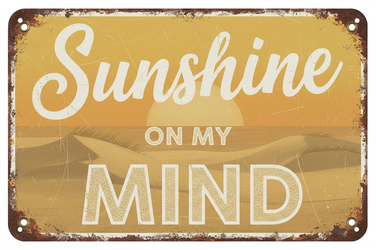 Slim Tin Sign Sunshine On My Mind Wall Decor8x12Inch Vintage Signs Aluminum Plates Printed