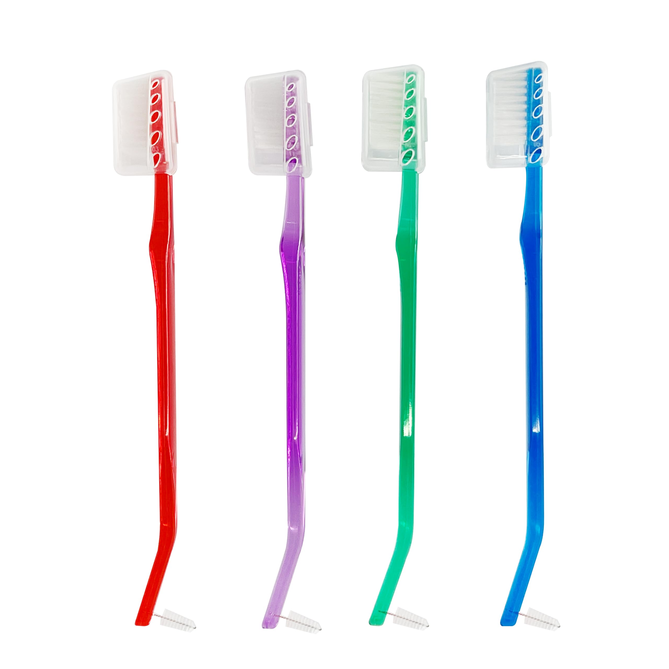 Ceonam 4-Pack Orthodontic Toothbrushes with Double-Ended Design – V-Trim Brush and Interspace Brush for Effective Braces Cleaning, Multi-Colored Set