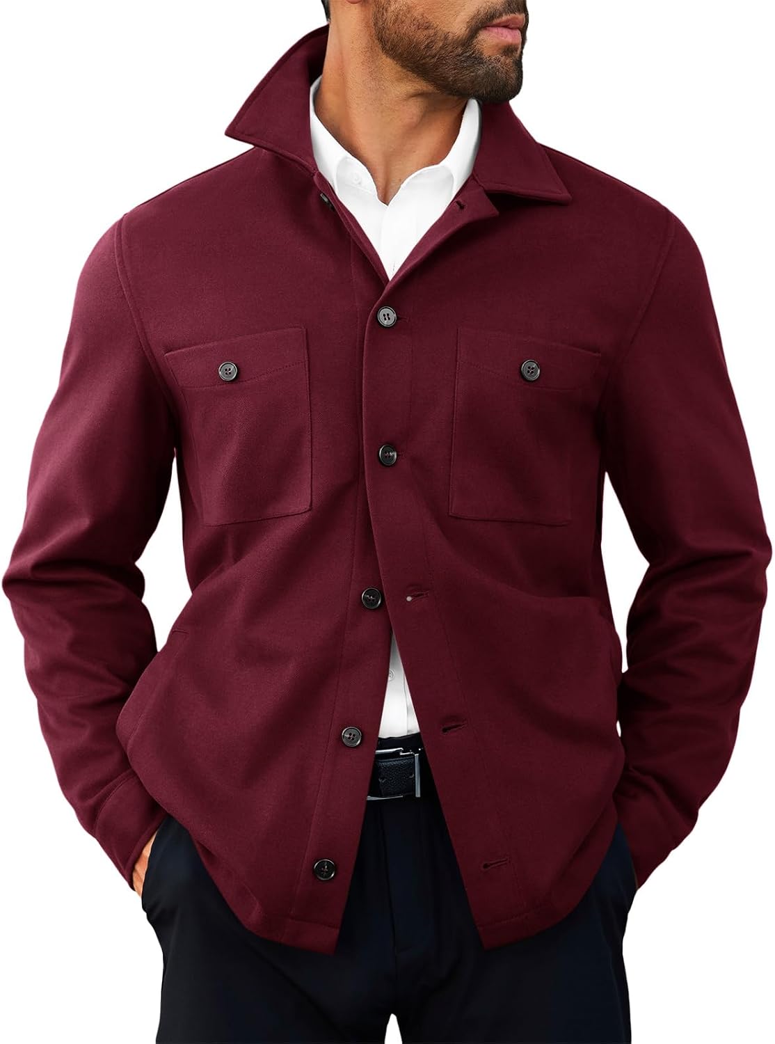 Runcati Mens Shacket Lightweight Casual Jackets Button Down Shirt Jacket