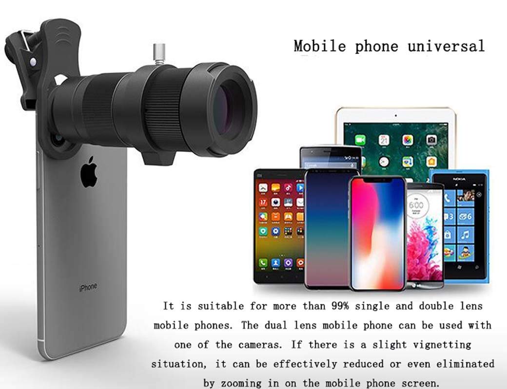 Lente monocular para teléfono móvil, teleobjetivo Universal para Exteriores, con Zoom de 4-12X.