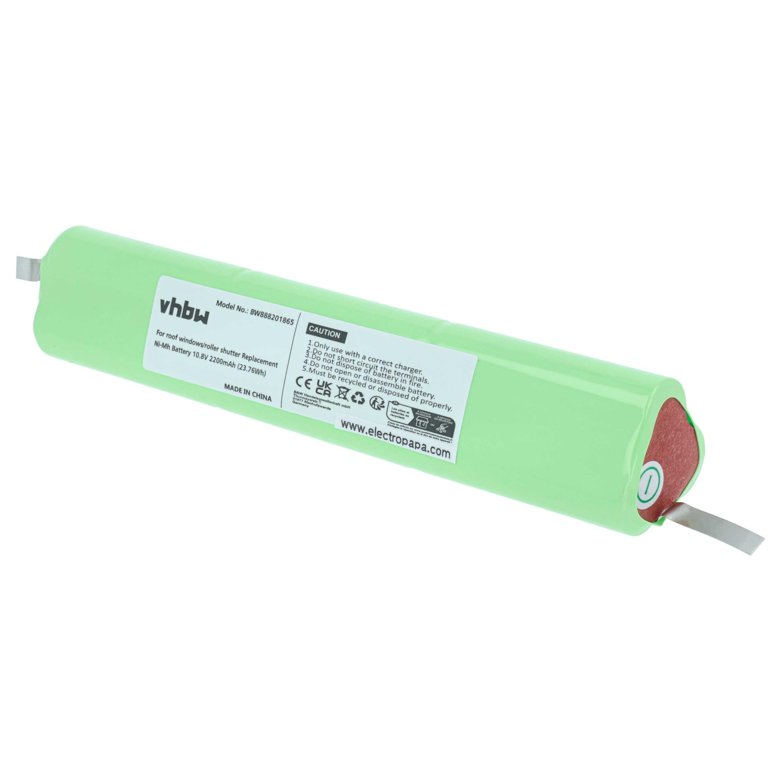 vhbw 3 x akumulator do rolety okiennej Velux 946933 946930 (2200 mAh, 10,8 V, NiMH)