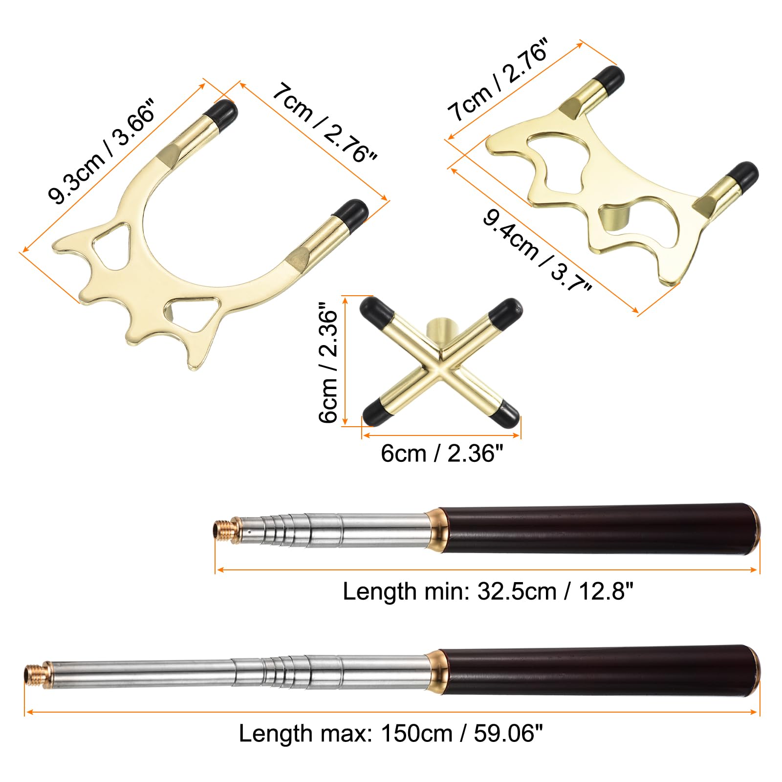 PATIKIL Queue de billard rétractable en bois avec 3 têtes de pont amovibles en laiton pour table de billard