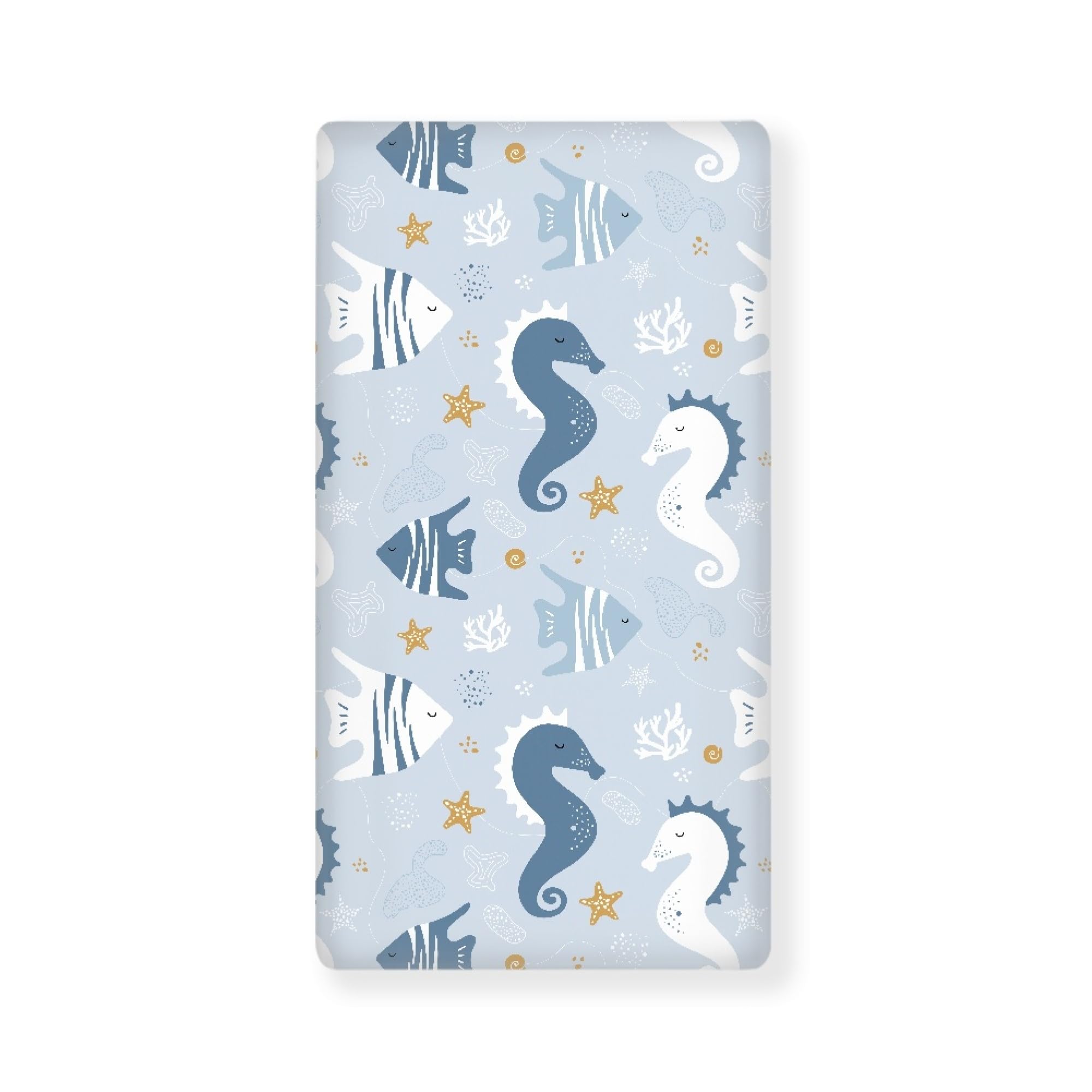 Streeyiu Sea Animal Baby Crib Sheets for Boys Girls Seahorse Fish Breathable Soft Mini Fitted Crib Sheet for Standard Toddler Mattress 52x28x8 in