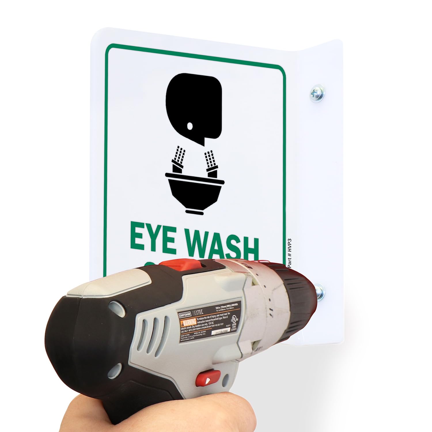 SmartSign Letrero de proyección de estación de lavado de ojos, 6 x 6 pulgadas, acrílico pulido de dos caras con flecha hacia abajo, verde, negro y blanco (2 unidades)