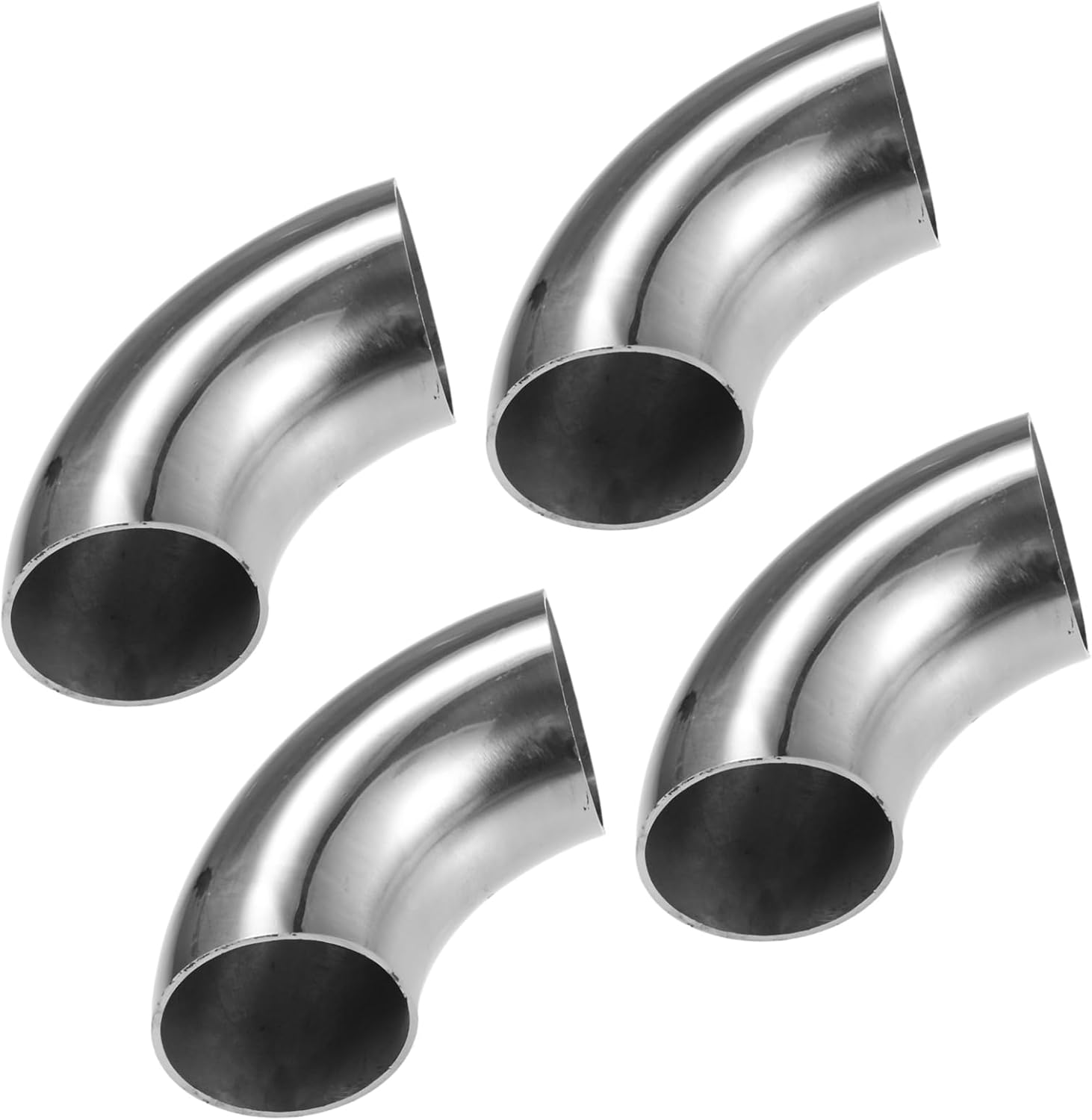 4 Pcs OD 2.25 Inch 90 Degree 1.5mm Thickness Mandrel Bend Elbow SS304 Stainless Steel Bend Tube Exhaust Elbow Pipe for Car Modified Exhaust System Replacement