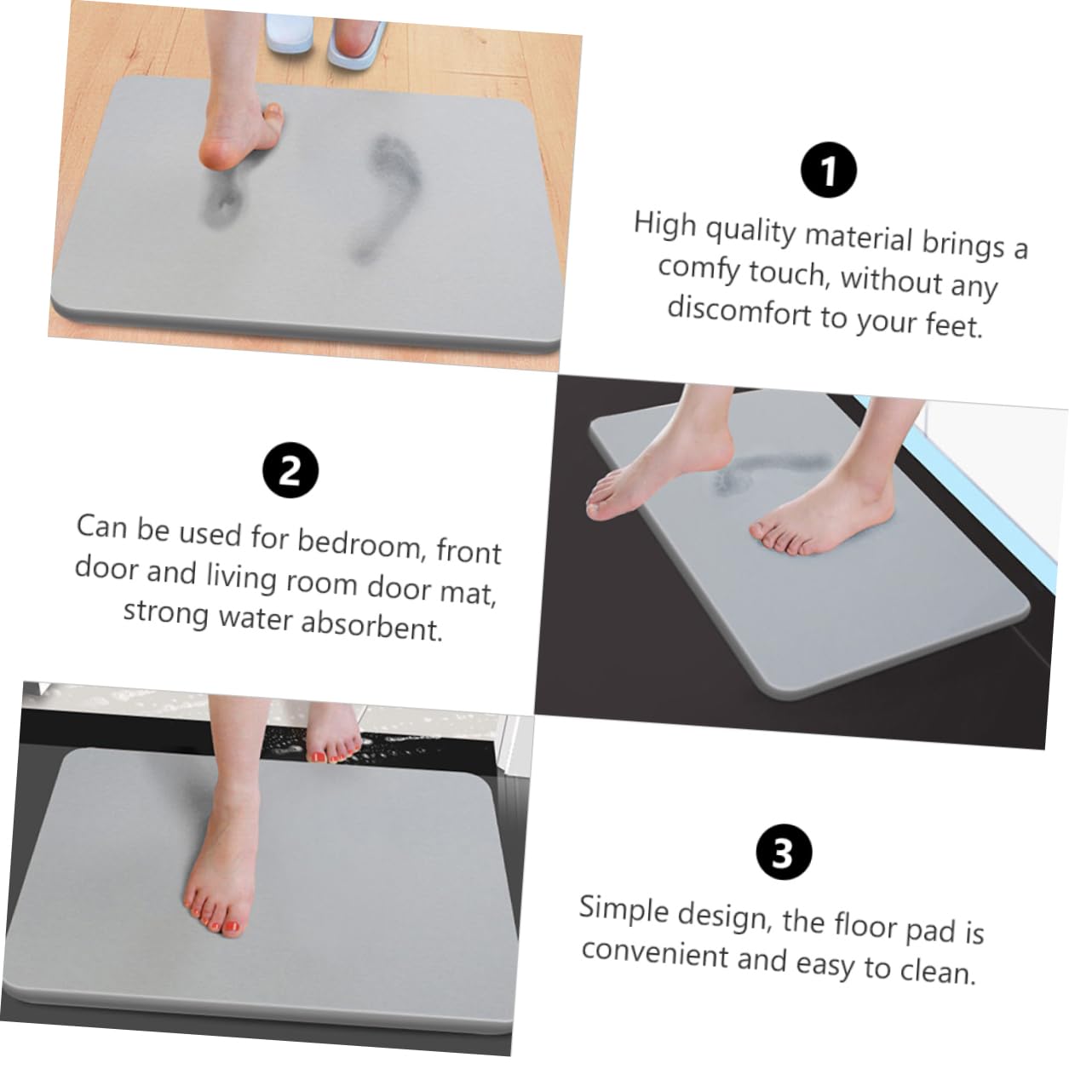 Cabilock Alfombra Antideslizante Alfombra De Ducha Alfombras De Baño para Bañera Esteras De Espuma Alfombra+Puerta+Exterior+Exterior Barro De Diatomeas Esponja Lujo Ligero