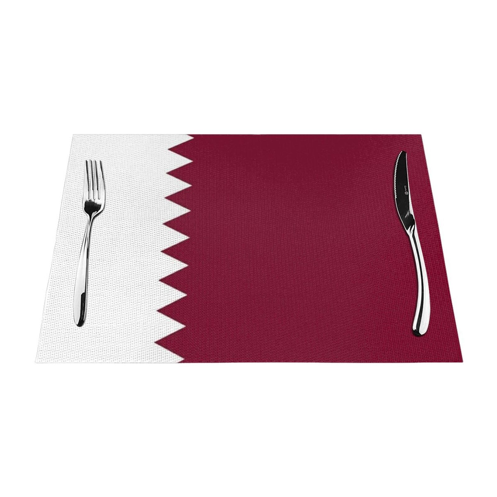 Juego De 8 Manteles Individuales con Estampado De La Bandera De Catar Resistentes Al Calor Antideslizantes Lavables Y De PVC para Casa Y Restaurante 45X30Cm