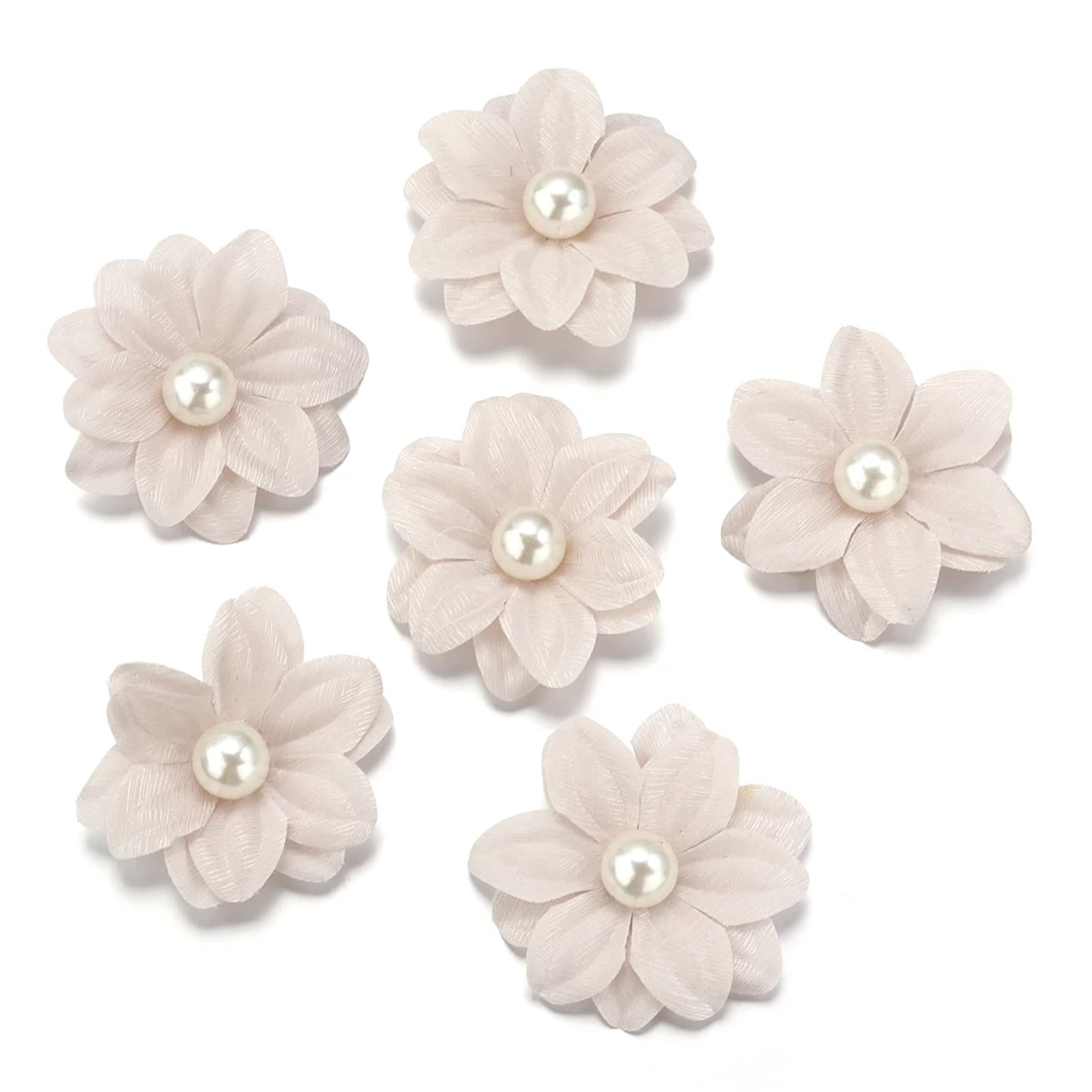 MDSRFGN Fabric Flowers 20Pcs Fabric Flowers Mini Colorful Flower Floral Applique Sew Patches For Clothes Hat Wedding Decor DIY Craft(Beige)