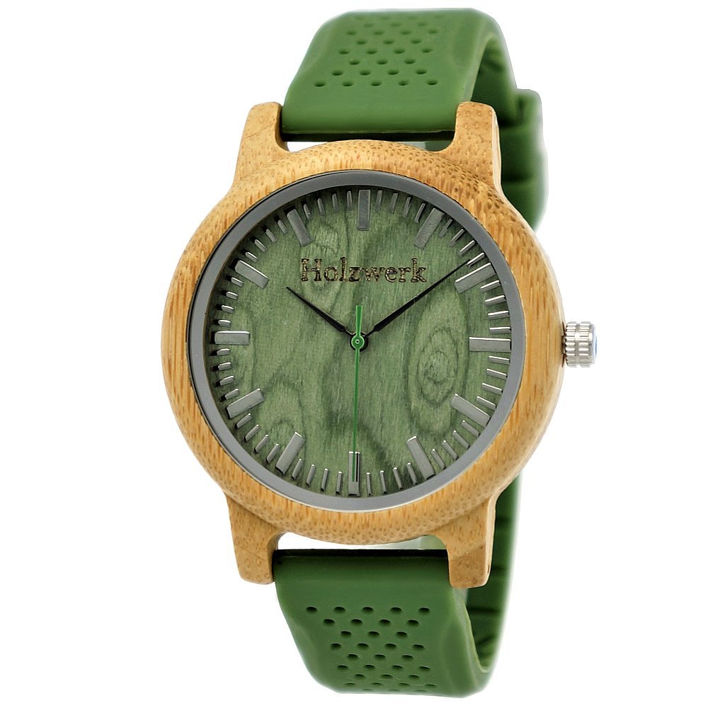 Holzwerk Germany® Designer Unisex Uhr Herren-Uhr Damen-Uhr Öko Natur Vegan Holz-Uhr Armband-Uhr Analog Klassisch Quarz-Uhr Silikon Kautschuk Armband und Holz Gehäuse Schwarz