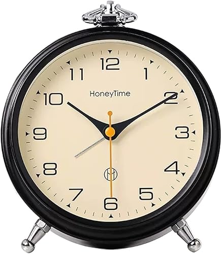 Alarm Clock Bedroom Vintage Alarm Clock, Small Silent Desk Clock, Battery Operated for Table, Bedroom, Bedside, Living Room, Room Decor Table Clock
