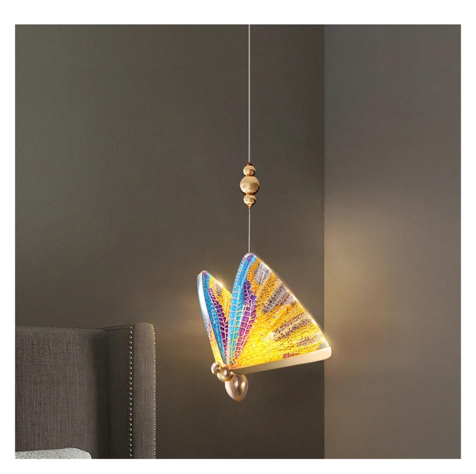 Chandelier, LED Pendant lamp, Butterfly Crystal Led Bedside Ceiling Pendant Lamp for Living Dining Room Bedroom
