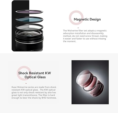 Miniatura 3 de Kase Wolverine Kit de filtros magnéticos ND CPL profesionales de 3.740 in Kit de filtros incluye CPL+ND8 3 Stop+ND64 6 Stop+ND1000 10 Stop+Tapa de