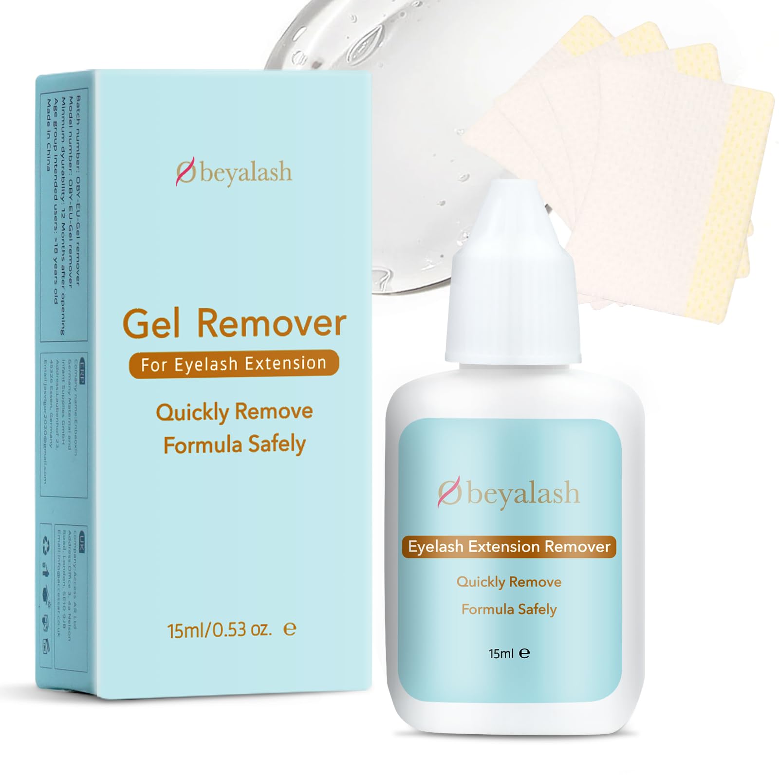 Removedor de Pegamento Para Extensiones de PestañAs, Para Quitar RáPidamente Sus Extensiones de PestañAs 15ml por Obeyalash