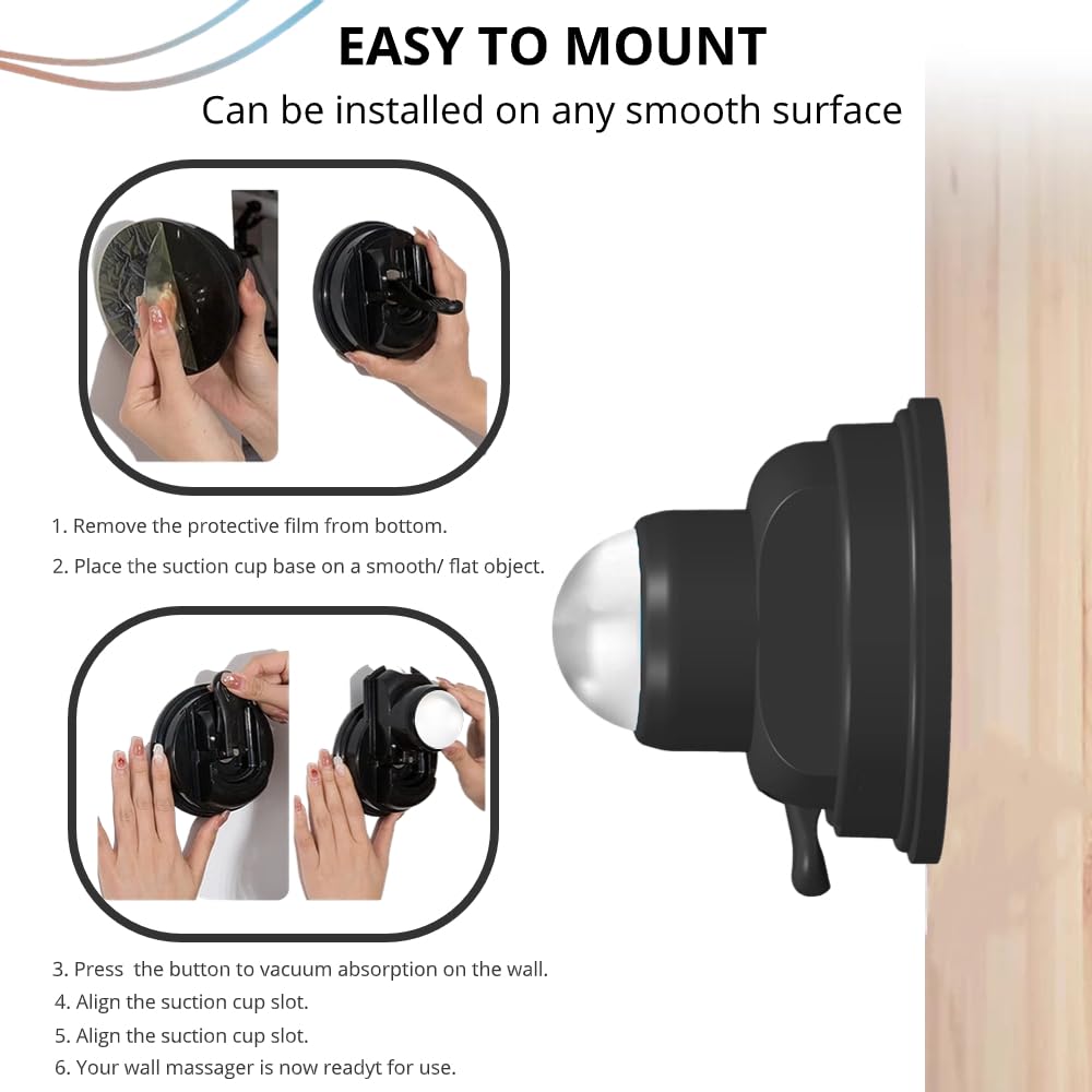 PRIME Fitness Bola de masaje montada en la pared, terapia de frío, masajeador de espalda montado en la pared, palo criogénico, alivia el dolor muscular (masajeador de pared 360)