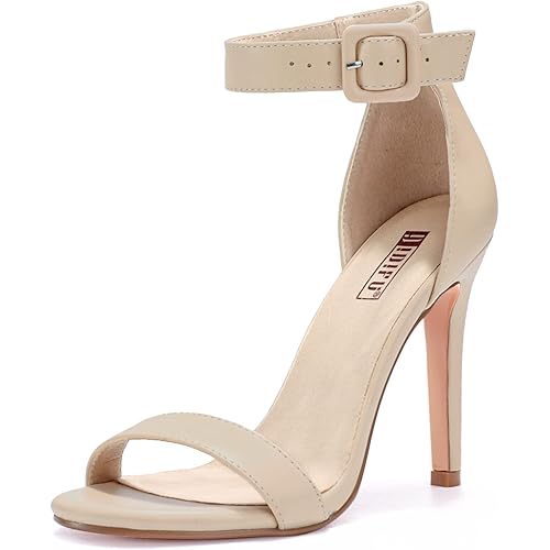 IDIFU Women's High Heels for Women Dressy Stiletto Heels Open Toe Heels Ankle Strap Heeled Sandals for Women on Wedding Party Homecoming