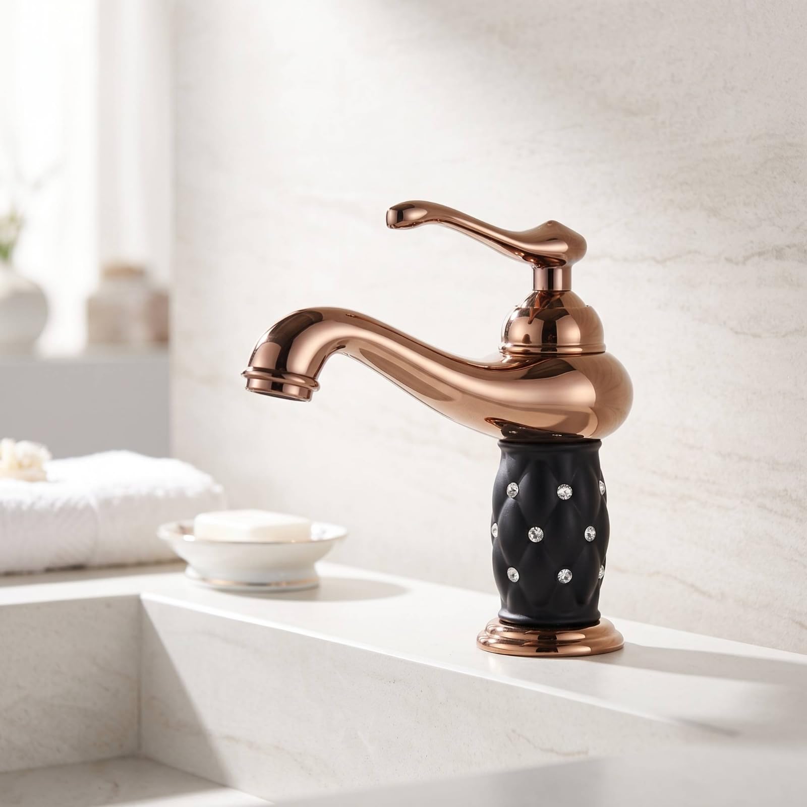 Ronyme Rubinetto con Elegante Miscelatore Monocomando Ottone Massiccio Rubinetteria per Lavabo, Bagno, style to 3, color to 3