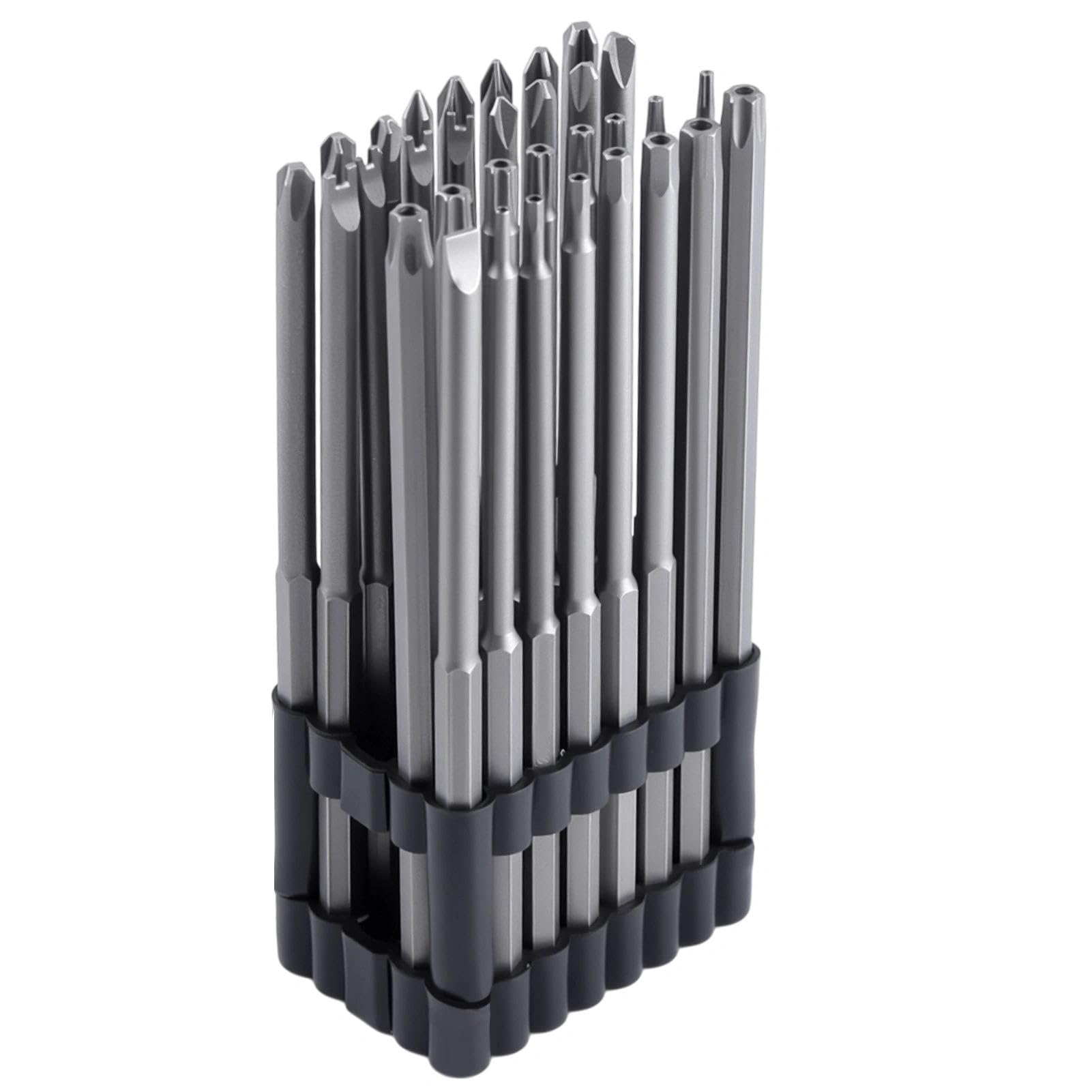 LEONTOOL Juego de 32 brocas de seguridad extralargas para tornillos Torx Pozidriv a prueba de manipulaciones, juego de puntas Torx de 6 pulgadas de largo 40CR-V 1/4 pulgadas de vástago hexagonal