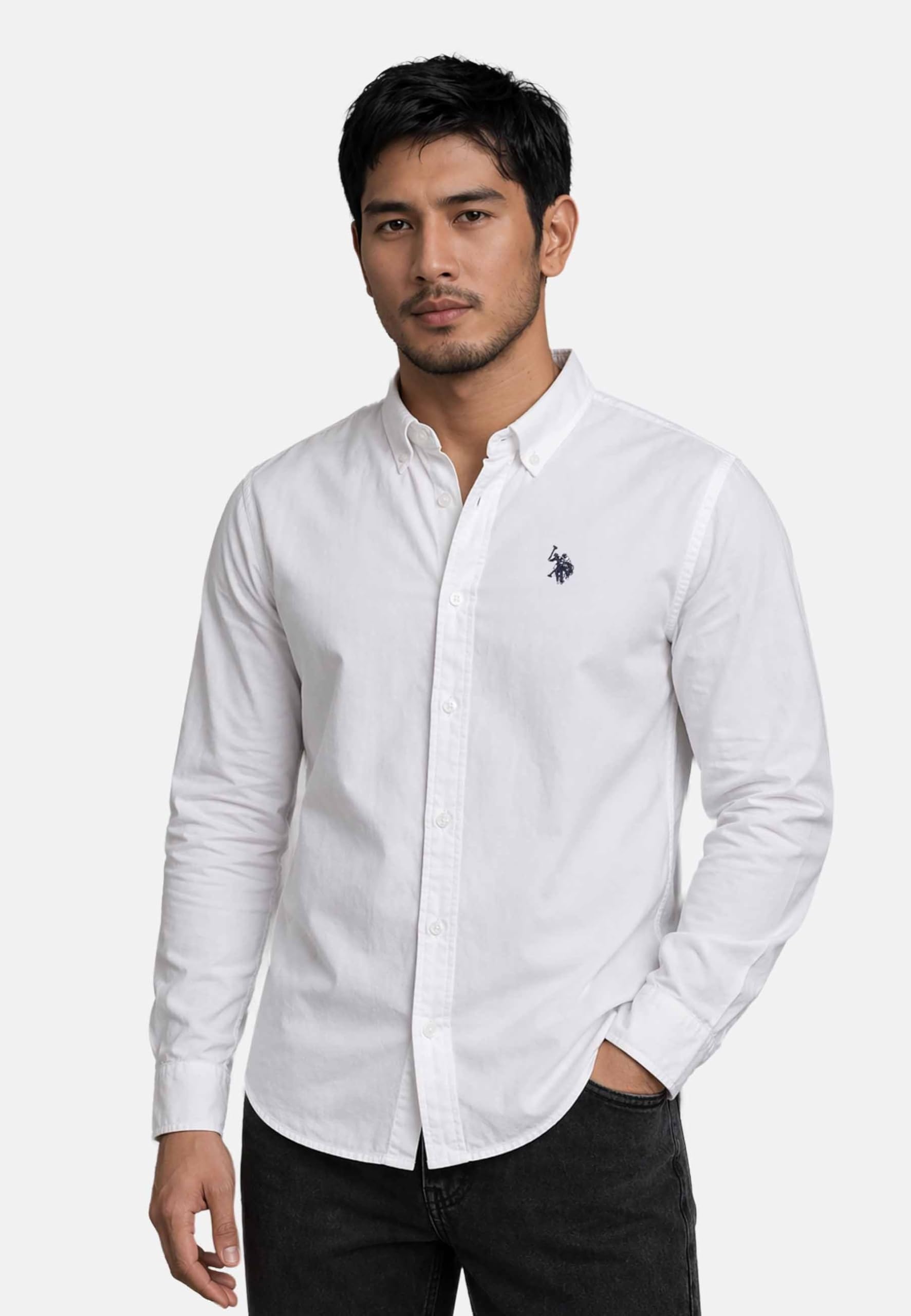 U.S. POLO ASSN. Herren Hemd (S-3XL) Baumwolle Langarm Button-Down-Kragen - P050
