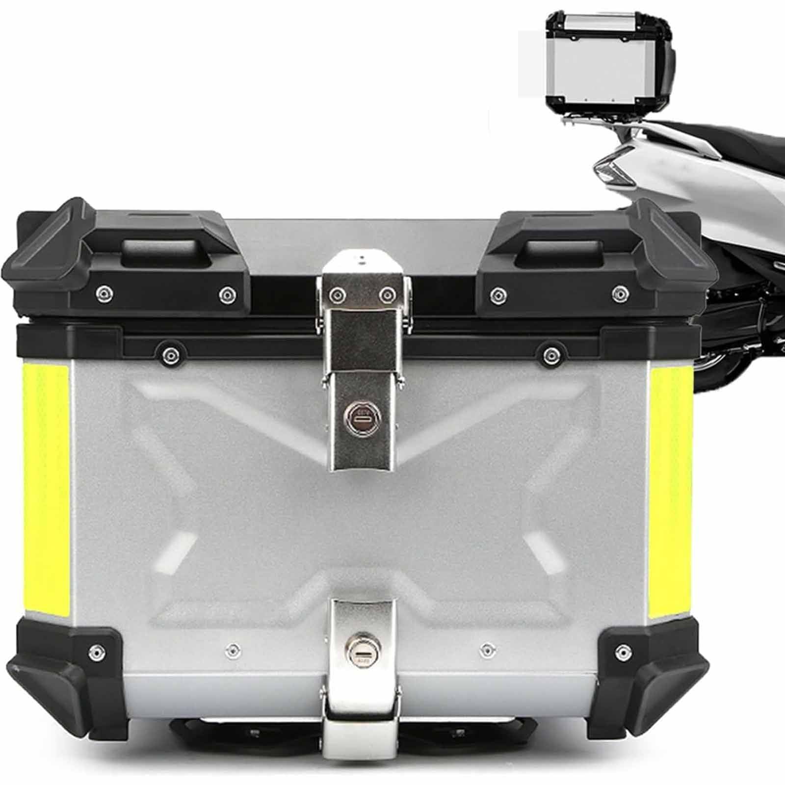 PixCy Top Case Moto Valise Moto en Aluminium Coffre De Moto étanche 28l 36l 45l 55l 65l 80l 100l Motocyclette Topcase pour Scooter Roller Moto Quad,Silver-80L