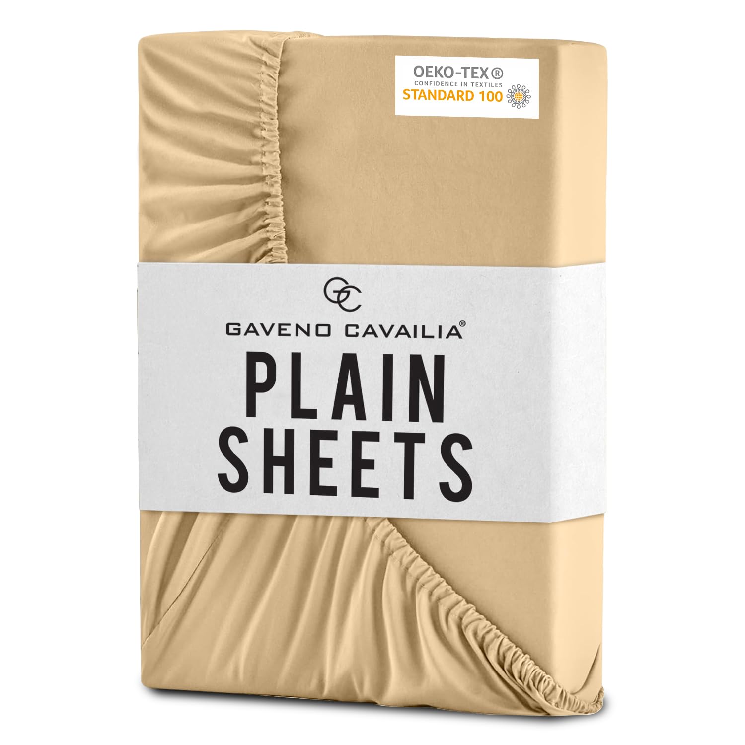 Gc Gaveno Cavailia Beige Microfibre Fitted Sheet With Deep Pocket, King