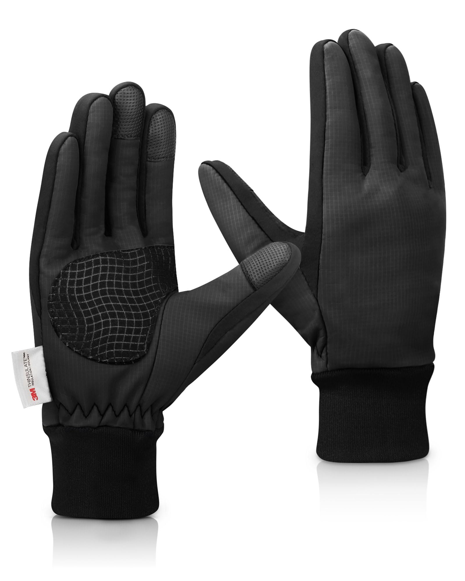 OnWander Winter Gloves for Men Women - Cold Weather Durable Waterproof PU Leather Warm Fleece - Sensitivity Touchscreen Thermal Insulation Grip Gloves - Ideal for Driving Cycling Skiing Running