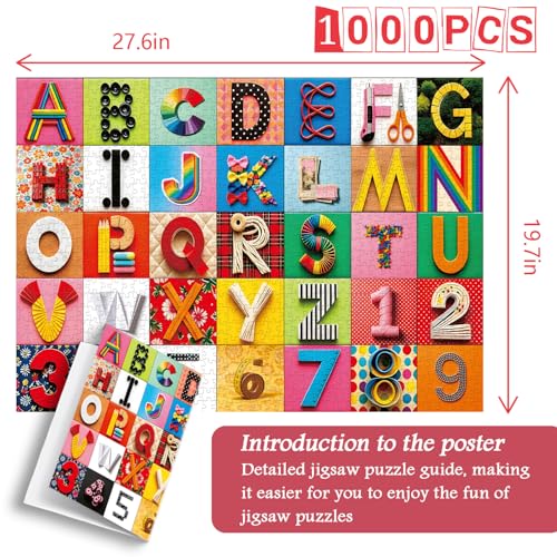 PICKFORU Playful Characters Puzzles for Adults 1000 Piezas, Rompecabezas ABC Alfabeto Caprichoso, Tema Creativo de Arte Numérico como Decoración para el Hogar miniatura 4