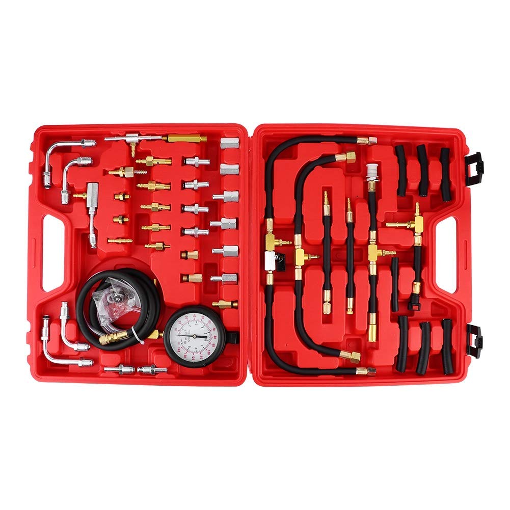 Kraftstoffdruckmesser TU-443 0-140 PSI (0-10 bar) Doppelskala kompatibel mit OBD2-Fahrzeugen Komplettset
