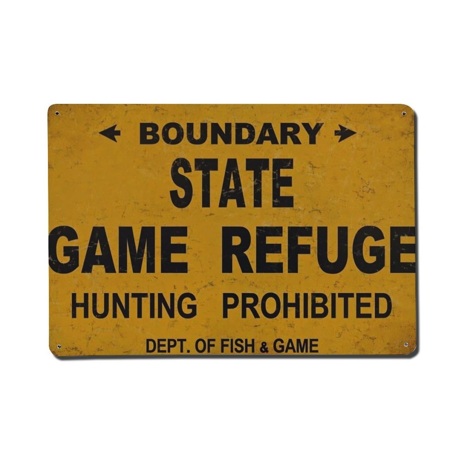Nestemfo Vintage Boundary State Game Refuge Sign Tin Sign Metal Sign, Living Room,Bar, Home, Bedroom Wall Decor,Retro Metal Poster 8X12 Inches