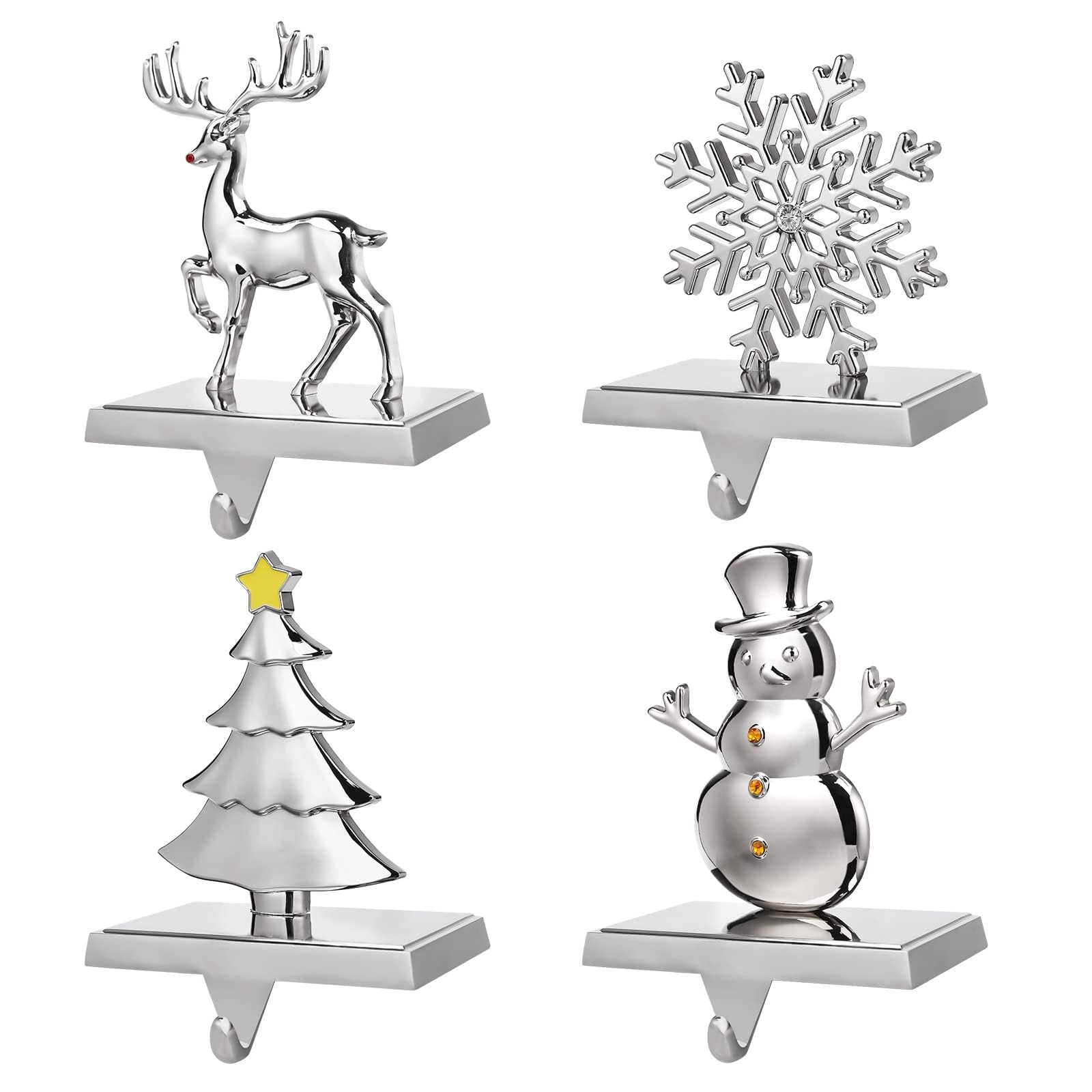 EBANKU 4 Pack Weihnachtsstrumpf Halter, Weihnachtsstrumpf Aufhänger Kaminhaken Rutschfest Nikolausstiefel Halter Hängen Strümpfe Aufhänger für Kamin Weihnachten Dekoration